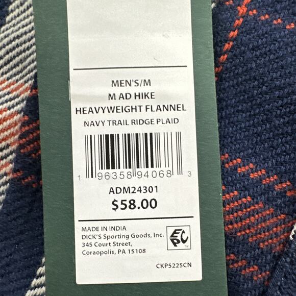 Alpine Design Mens Medium Heavyweight Flannel Shirt Red White Blue Plaid New - Picture 4 of 8